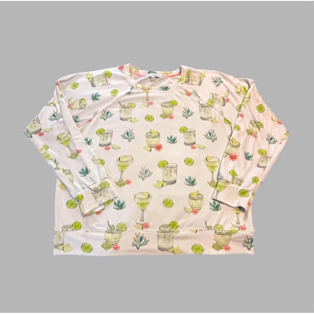 P.J. Salvage Women's L Limes & Sunshine Long Sleeve PJ Shirt Margaritas Cactus
